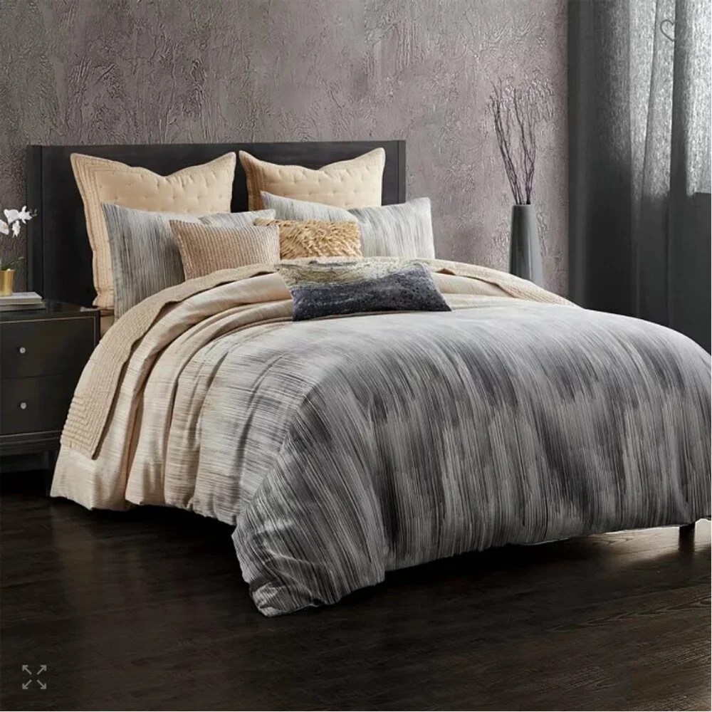 Donna Karan Home Ember King Duvet Cover Charcoal - Gold